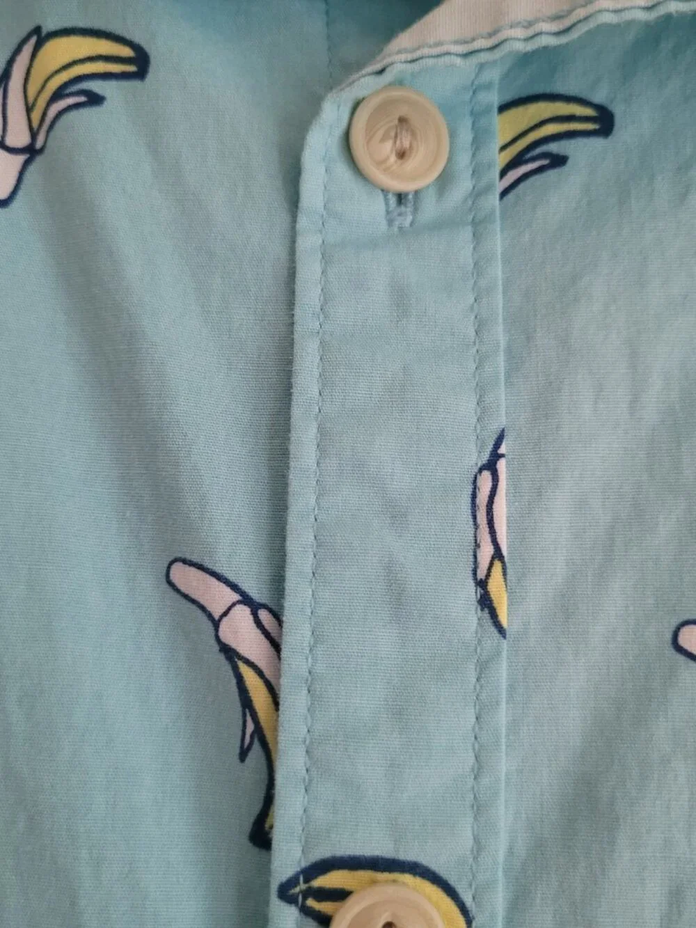 George mens short sleeve 3XL Button Down shirt Banana Graphic Teal/blue